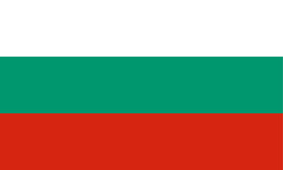 The national flag of Bulgaria, featuring three horizontal stripes of white, green, and red.