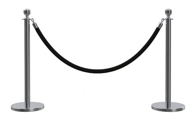 Chrome stanchion barrier with black velvet rope © PNG Lab