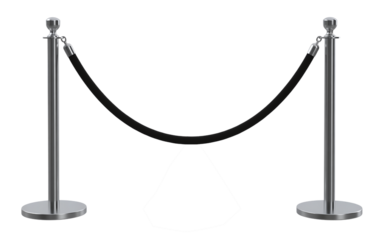 Chrome stanchion barrier with black velvet rope