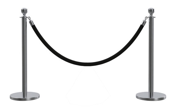 Chrome stanchion barrier with black velvet rope