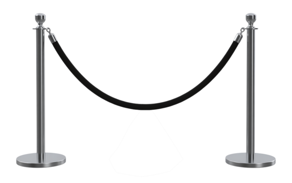 Chrome stanchion barrier with black velvet rope