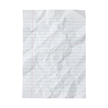 Crumpled sheet of lined notebook paper