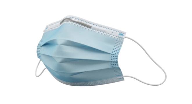 Surgical face mask for virus and pollution protection isolated PNG with Transparent Background