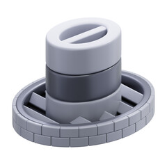 Gray Cylindrical Structure with Brick Base and Slotted Top