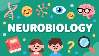 Neurobiology, theme representation sign, cartoon science illustration.