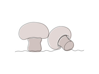Abstract mushrooms, continuous single one line art drawing sketch, logo