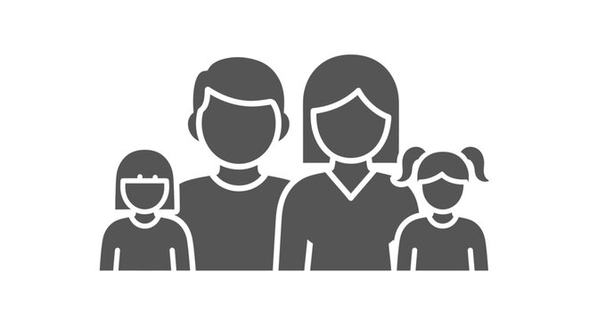 A simple iconographic representation of a family consisting of parents and children