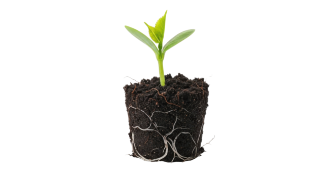 Young sprout in soil ready for planting isolated PNG with Transparent Background