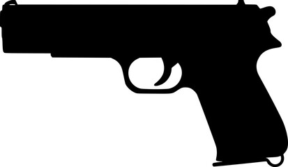 black handgun silhouette, flat vector illustration