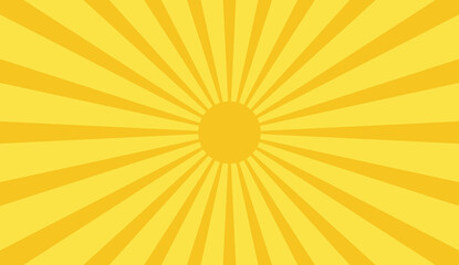 Sunburst background with rays and burst of light. Retro radial pattern with sunshine. Bright, abstract design with a sunny texture. Vector