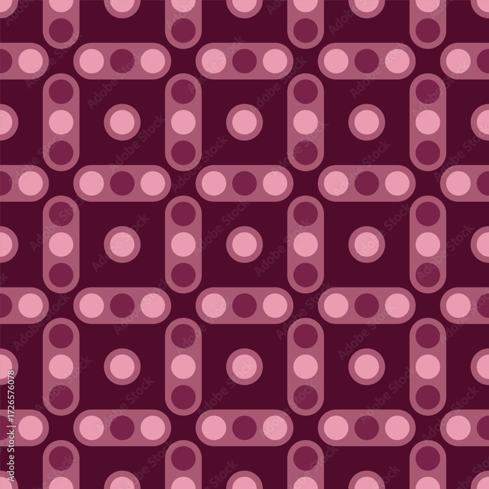 Poster simple geometric seamless pattern with rounded rectangles and circle elements