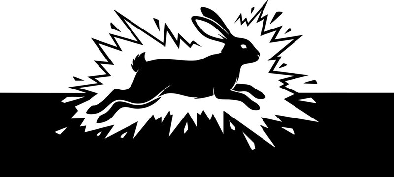 Energetic Rabbit Silhouette Jump