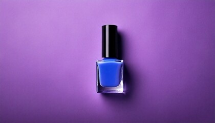 Bottle of blue nail polish. On background. Beauty and cosmetics