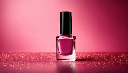 Bottle of red nail polish. On background. Beauty and cosmetics