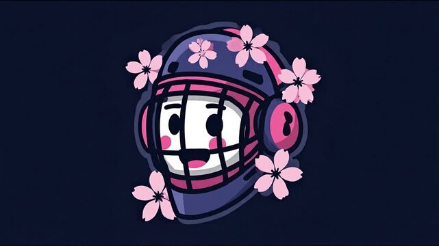 Cute sport helmet with cherry blossoms