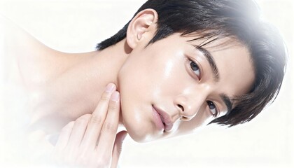 光が差し込む美しい肌の男性