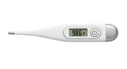 Digital thermometer reading 98.6 degrees fahrenheit isolated PNG with Transparent Background