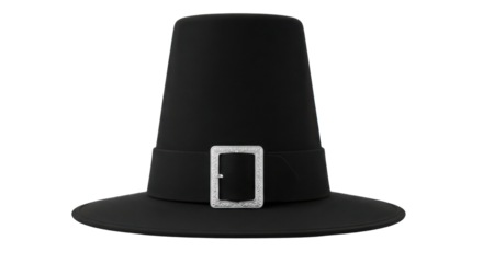 Pilgrim hat with buckle for Thanksgiving celebration isolated PNG with Transparent Background