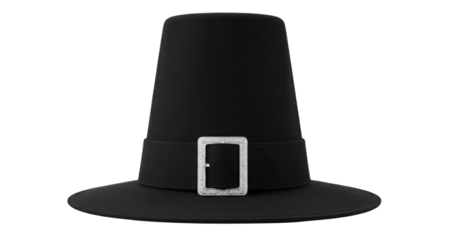 Pilgrim hat with buckle for Thanksgiving celebration isolated PNG with Transparent Background