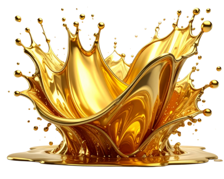  Luxury Golden Liquid Flow and Splashes – Transparent Background