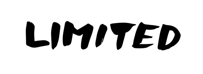 Brush lettering text "LIMITED" (handwritten calligraphy)