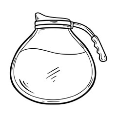 Hand Drawn Classic Drip Coffee Maker Carafe Line Art Sketch