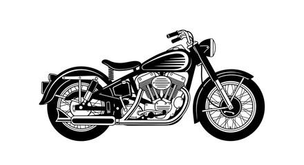 Obraz premium Classic motorcycle vector illustration with vintage aesthetic in black and white color