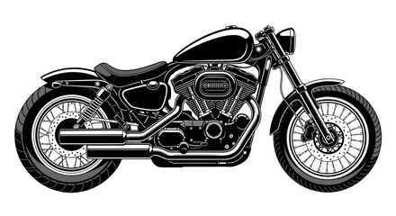 Fototapeta premium Detailed black and white vector illustration of a classic motorcycle design