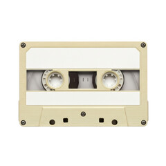 Obraz premium Retro audio cassette tape music recording media vintage style beige color detailed design isolated on transparent background