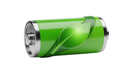 Green battery with leaf concept isolated PNG with Transparent Background