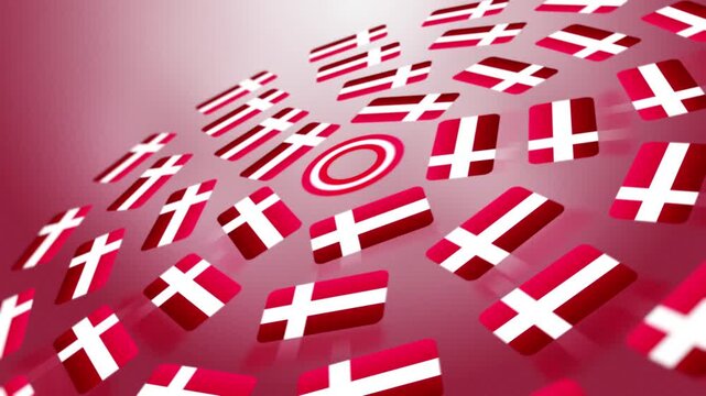Denmark Flags in Spinning Rings, National Pride Concept