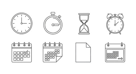 Fototapeta premium Timeless design showing a clock, stopwatch, hourglass and calendars icons illustrating deadlines
