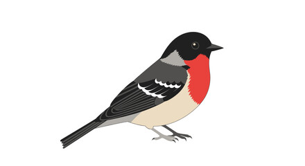 Obraz premium Illustration of a beautiful bird with bright red feathers around its neck and chest area