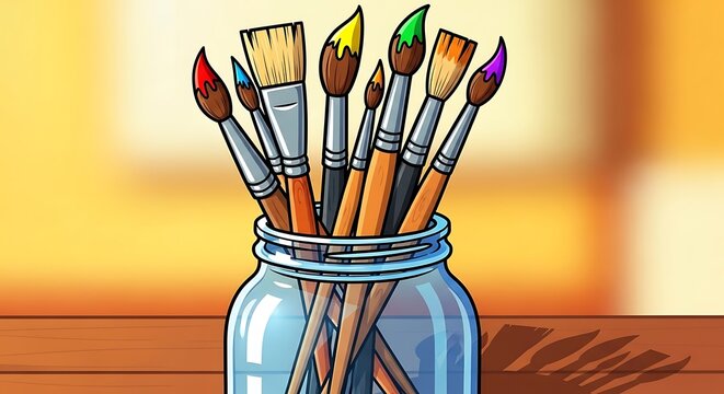 Paintbrushes in a Jar. (1)