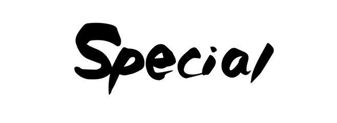 Brush lettering text "SPECIAL" (handwritten calligraphy)