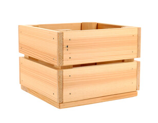 Wooden storage crate with transparent background