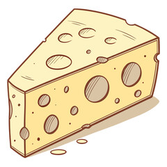 Cartoon wedge of swiss cheese with holes