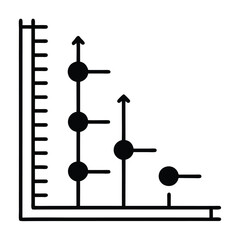 Ascending graph with measured axis shows increasing values using linear progression upward, its isolated