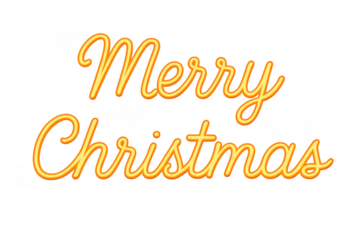 Merry christmas yellow neon light cursive typography greeting