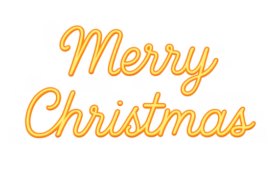 Merry christmas yellow neon light cursive typography greeting - Powered by Adobe