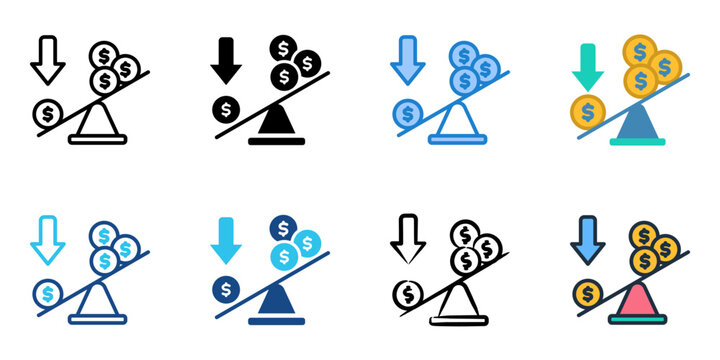 Margin trading icon set multiple style collection 
