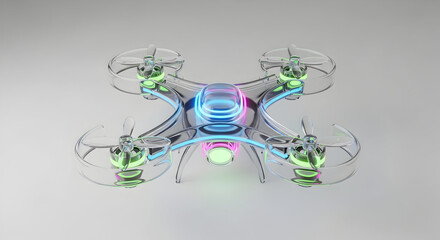 Futuristic mini drone with glowing neon lights, showcasing advanced technology and innovation