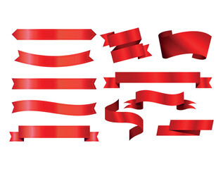 Ribbons collection. Ribbon banner art. Red Ribbons and banners. Flat ribbons. Set of Ribbons and banner. Banner illustration. Set of banner. Set of scroll ribbon, vintage ribbon