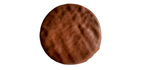 Round chocolate biscuit on transparent background