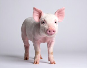 A small piglet against a plain background