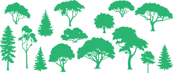 Tree Icons Vector, Cartoon Plant Illustration, Green Tree Symbol, Nature Tree Clipart, Forest Tree Cartoon, Botanical Trees Vector, Kids Plant Cartoon, Cartoon Greenery Icon, Gardening Tree Vector, Na