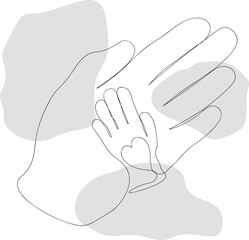 Continuous one simple single abstract line drawing icon of two hands.