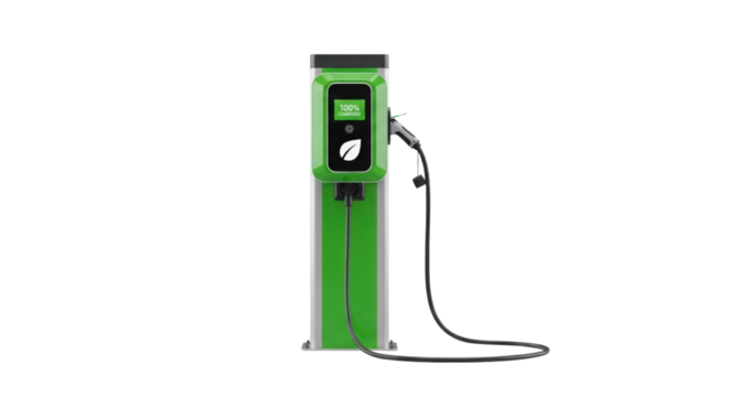 Electric vehicle charging station displaying text "EV" isolated PNG with Transparent Background