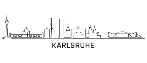 Obraz premium Karlsruhe Line Art skyline. Black Karlsruhe city. with white background
