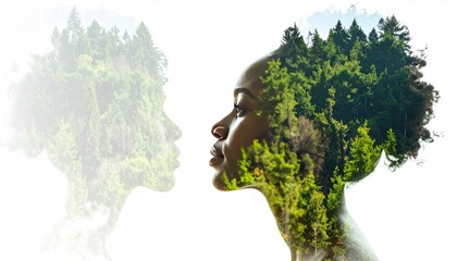 Double portrait with forest